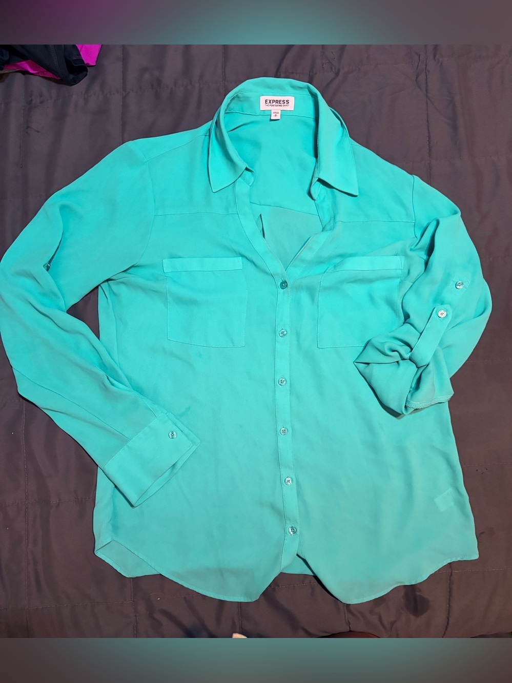 EXPRESS Turquoise Portofino blouse - size medium